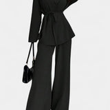 Women's V-Neck Blazer and Flared Pants Set, photo 9