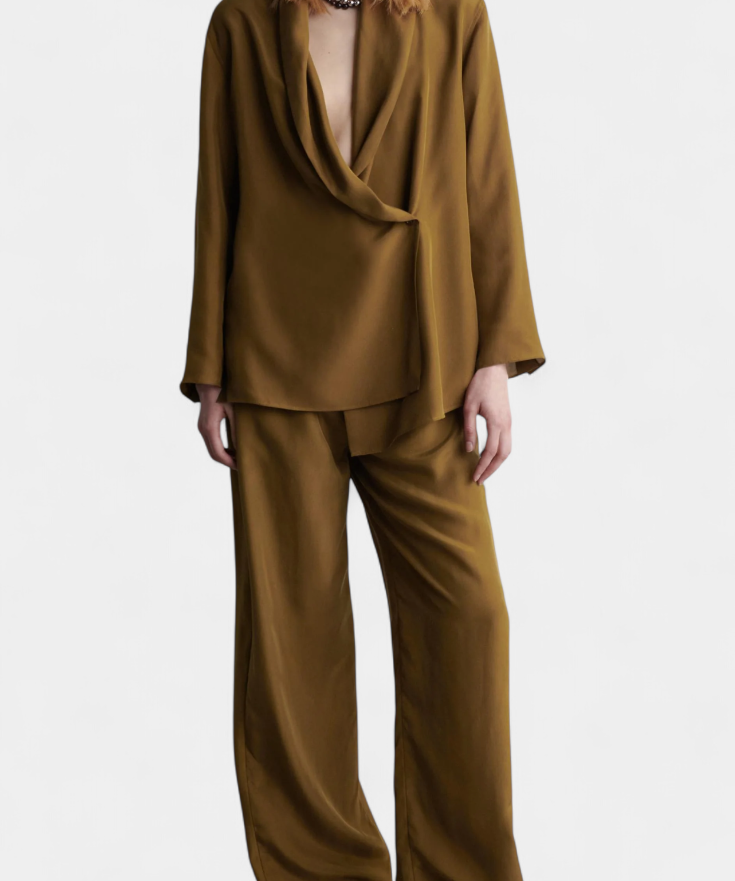 Women's Blazer Suit Set by Sue in Brown