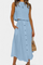 Cotton Button-Detail Midi Skirt Set in Blue