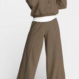 Oversized Comfort Hoodie and High-Waisted Pants Set in Camel