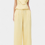 Ensemble Structured Top with Wrap Neck and Palazzo Pants in Yellow