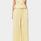 Ensemble Structured Top with Wrap Neck and Palazzo Pants in Yellow