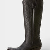 Retro Western Embroidered Pointed Toe Booties in Black