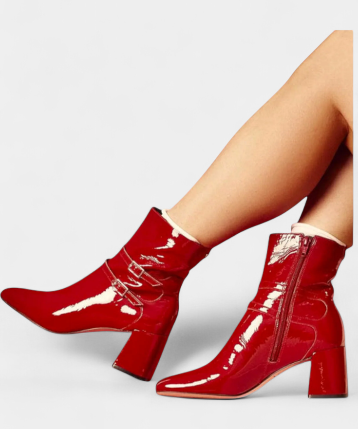 Red Heeled Boots Featuring a Striking Design, photo 2