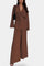 Women's V-Neck Blazer and Flared Pants Set in Brown