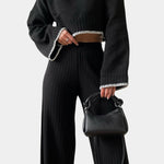 Women's Two-Piece Minimalist Knit Set in Black