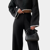 Women's Two-Piece Minimalist Knit Set in Black
