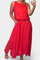 Linen-Cotton Set with Sleeveless Vest and Maxi Skirt in Red