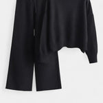 Women's Relaxed Fit Two-Piece Knit Lounge Set in Black