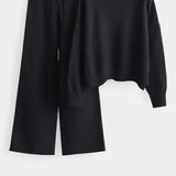 Women's Relaxed Fit Two-Piece Knit Lounge Set in Black
