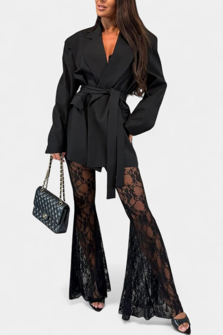 Belted Blazer & Lace Mermaid Pants Set, photo 7