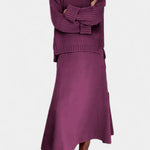 High Neck Sweater and Ribbed Maxi Skirt Set in Purple