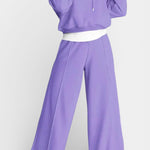 Oversized Comfort Hoodie and High-Waisted Pants Set in Purple