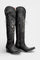 Vintage Western Lace-Up Boots with Embroidery in Black