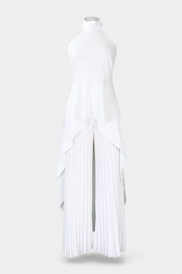 Asymmetrical Sleeveless Outfit with Pleated Pants, photo 4