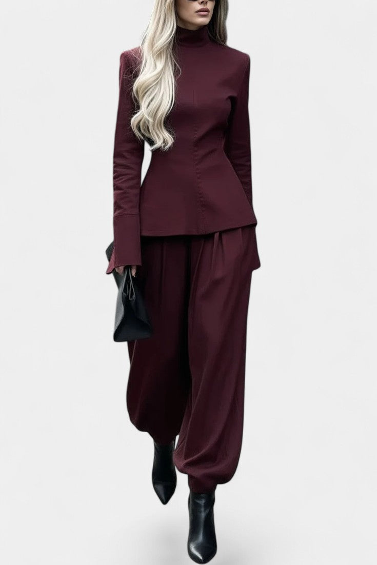 Women's Couture Esmeralda Elegant Ensemble in Majestic Bordeaux