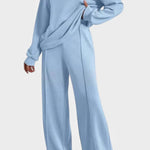 Sweatshirt & High-Waisted Pants Set in Sky Blue