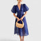 Elanqi Elegant Midi Dress in Navy blue