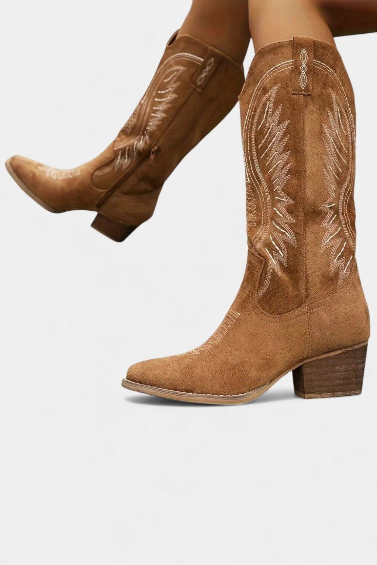 Suede Eusty Cowboy Boots with Block Heel, photo 4