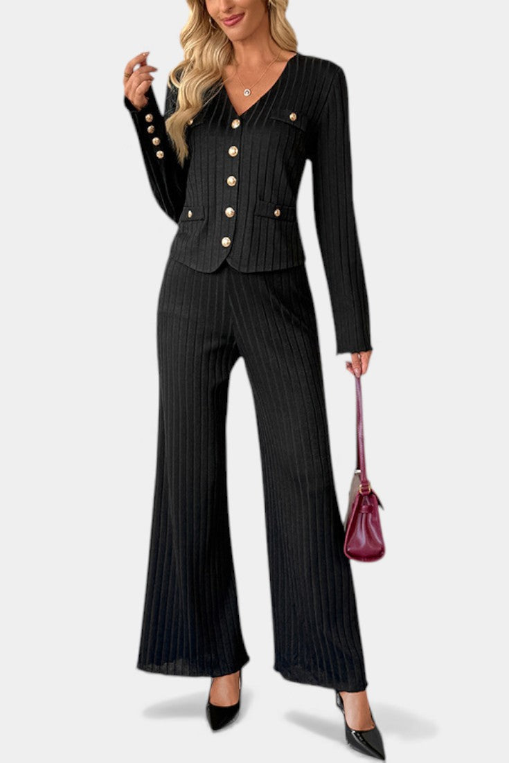 Minimalist Knit Top with Wide-Leg Pants Set, photo 4