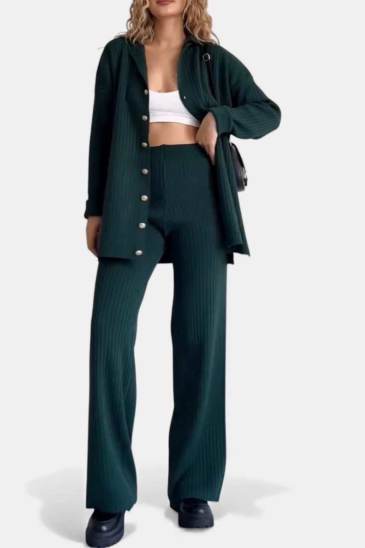 Women's Striped Jacquard Knit Two-Piece Set