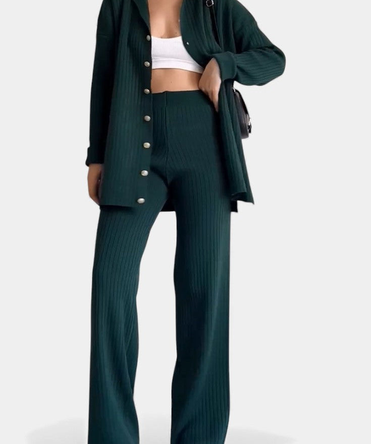 Women's Striped Jacquard Knit Two-Piece Set