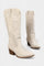 Suede Eusty Cowboy Boots with Block Heel in White