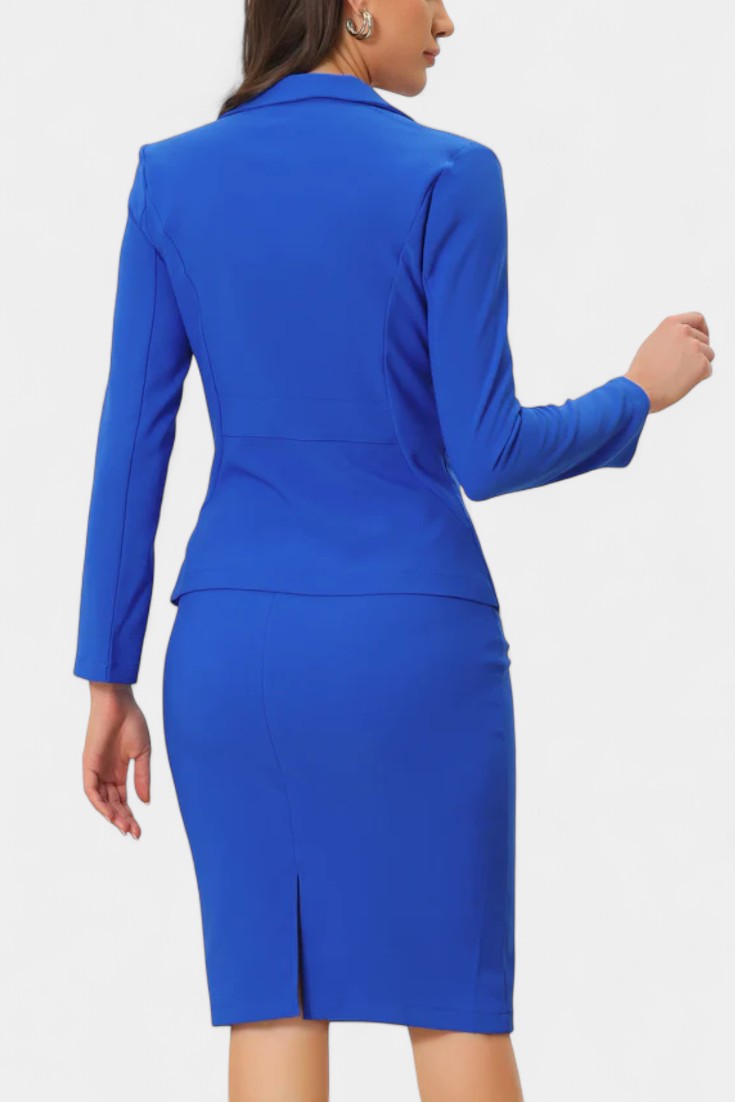 Chic Blazer and Pencil Skirt Ensemble with Notched Collar, photo 6