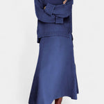 High Neck Sweater and Ribbed Maxi Skirt Set in Blue