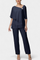 Sleeveless Top with High-Waisted Fluid Leg Pants Set in Navy Blue