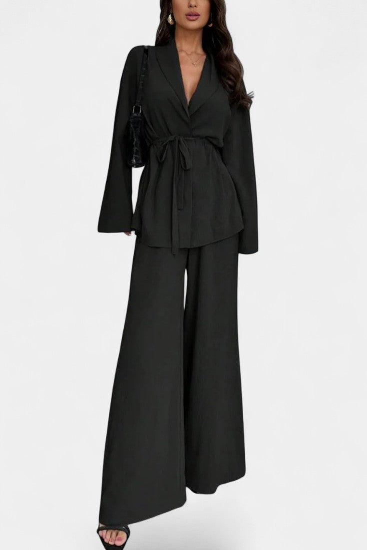 Women's V-Neck Blazer and Flared Pants Set, photo 4