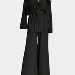 Women's V-Neck Blazer and Flared Pants Set, photo 4
