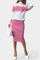 Two-Tone Long Sleeve Midi Knit Dress Ensemble in Pink