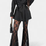 Belted Blazer & Lace Mermaid Pants Set