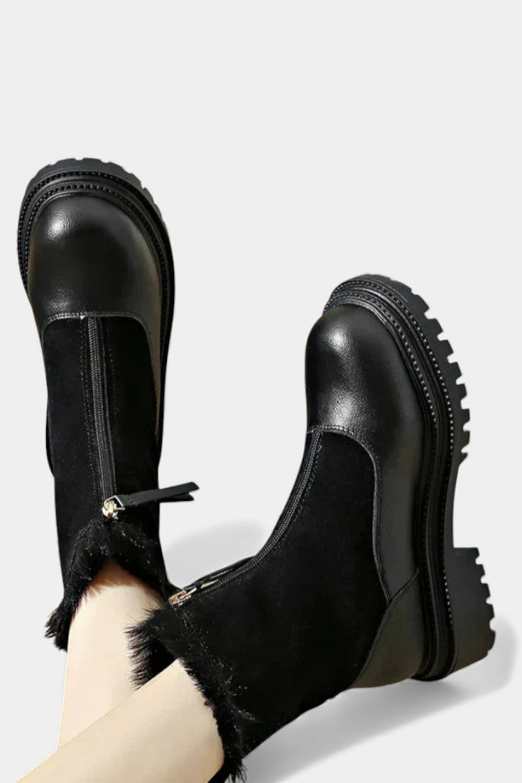 Women's Cleated Sole Boots with Faux Fur Trim, photo 9