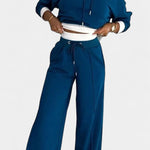 Oversized Comfort Hoodie and High-Waisted Pants Set in Blue