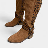 Women's Stylish and Cozy Leopard Print Boots in Brown