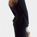 Blazer Set with Square Collar and Flowing Long Skirt, photo 8