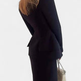 Blazer Set with Square Collar and Flowing Long Skirt, photo 8