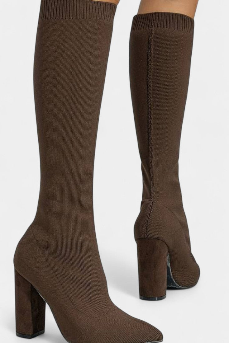 Women's Chunky Heel Ankle Boots in Brown