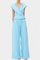 Ensemble Structured Top with Wrap Neck and Palazzo Pants in Blue
