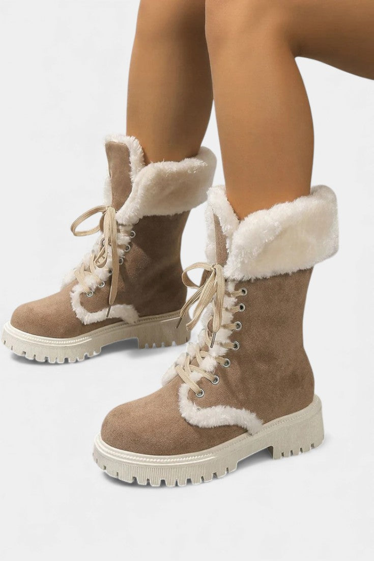 Women's Lace-Up Mid-Calf Faux Fur Boots, photo 4