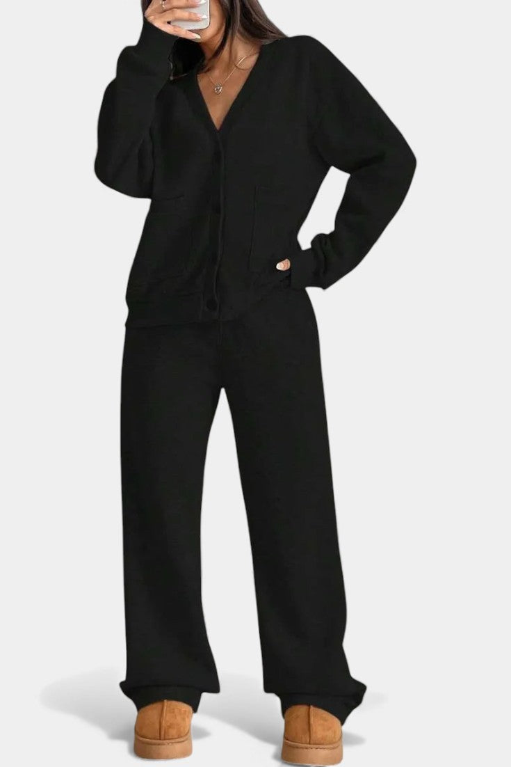 Relaxed Cardigan Jacket & Wide-Leg Pants Set, photo 7
