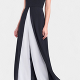 Two-Tone Sleeveless Layered Long Set with Flared Pants