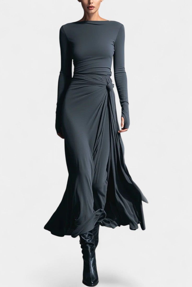 Women's Armelle Long Wrap Dress in Gray
