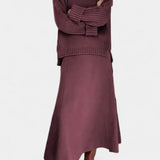 High Neck Sweater and Ribbed Maxi Skirt Set in Red