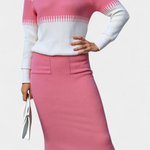 Two-Tone Long Sleeve Midi Knit Dress Ensemble, photo 9