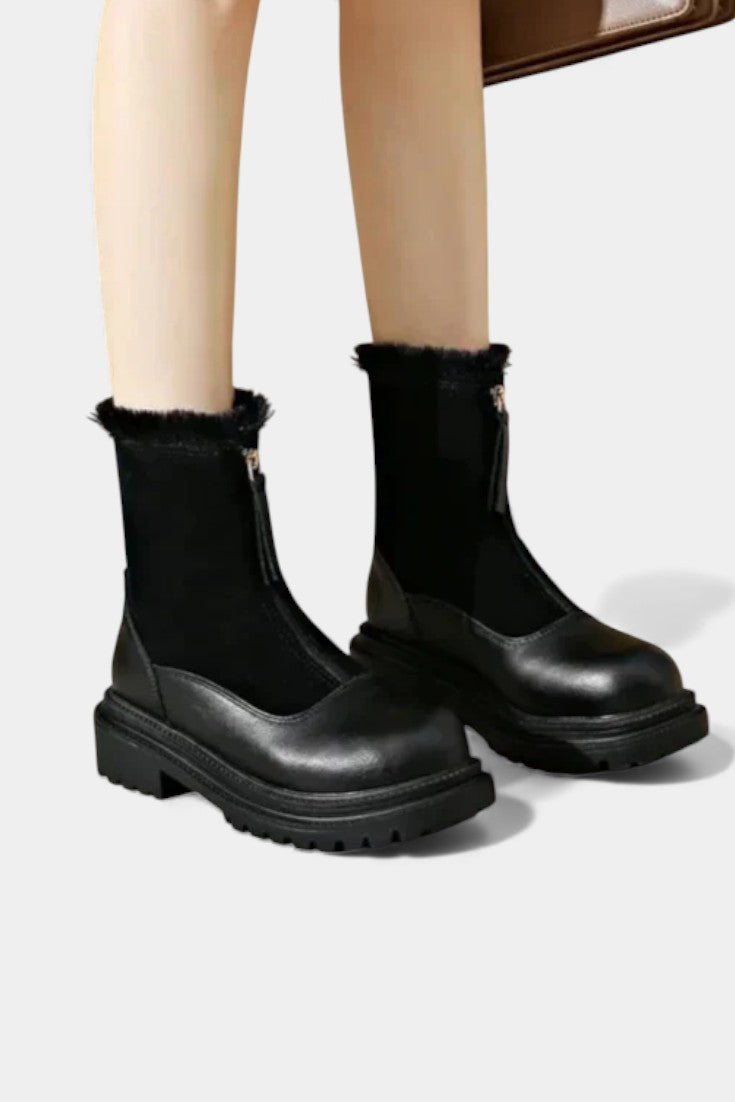 Women's Cleated Sole Boots with Faux Fur Trim, photo 10