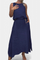 Linen-Cotton Set with Sleeveless Vest and Maxi Skirt in Blue