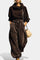Vintage Brown Velvet Hooded Ensemble with Relaxed Pants